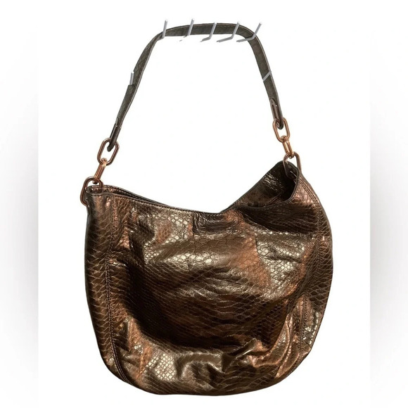 Michael KORS Metallic Gold Reptile Print Bag Purse Certificate of Authenticity - Picture 5 of 10